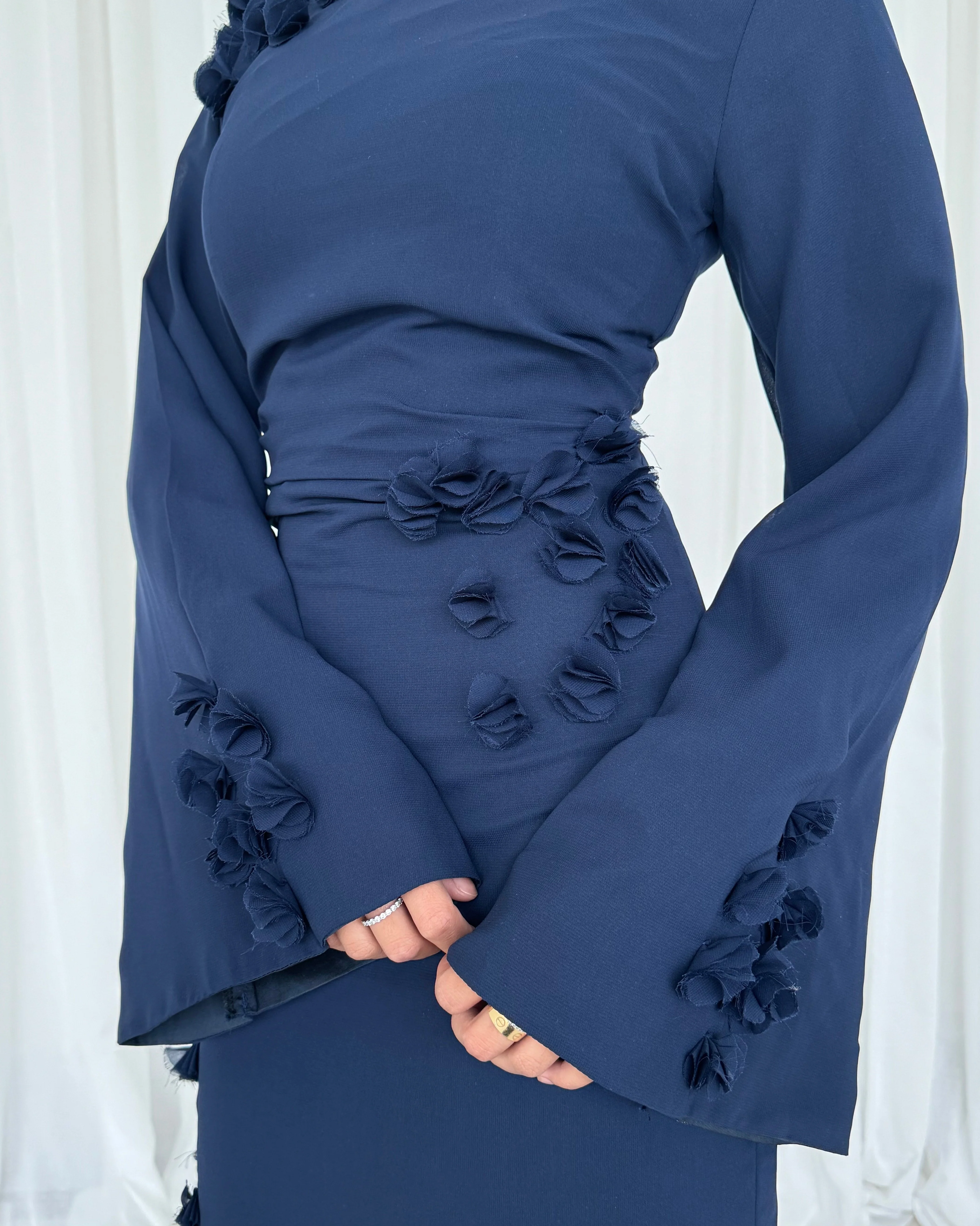 Floral Appliqué Dress in Midnight - Image 4