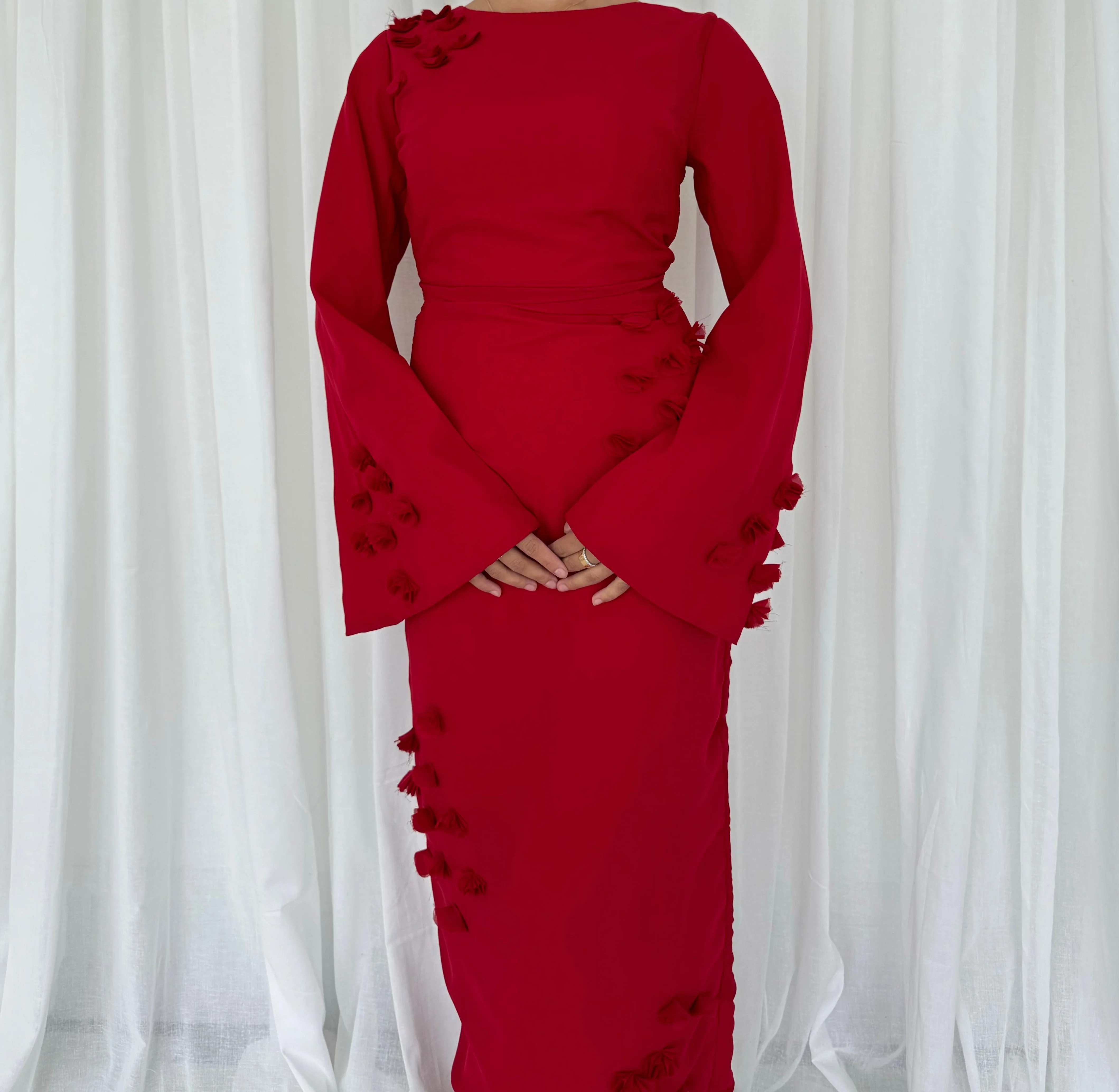 Floral Appliqué Dress in Rose - Image 4