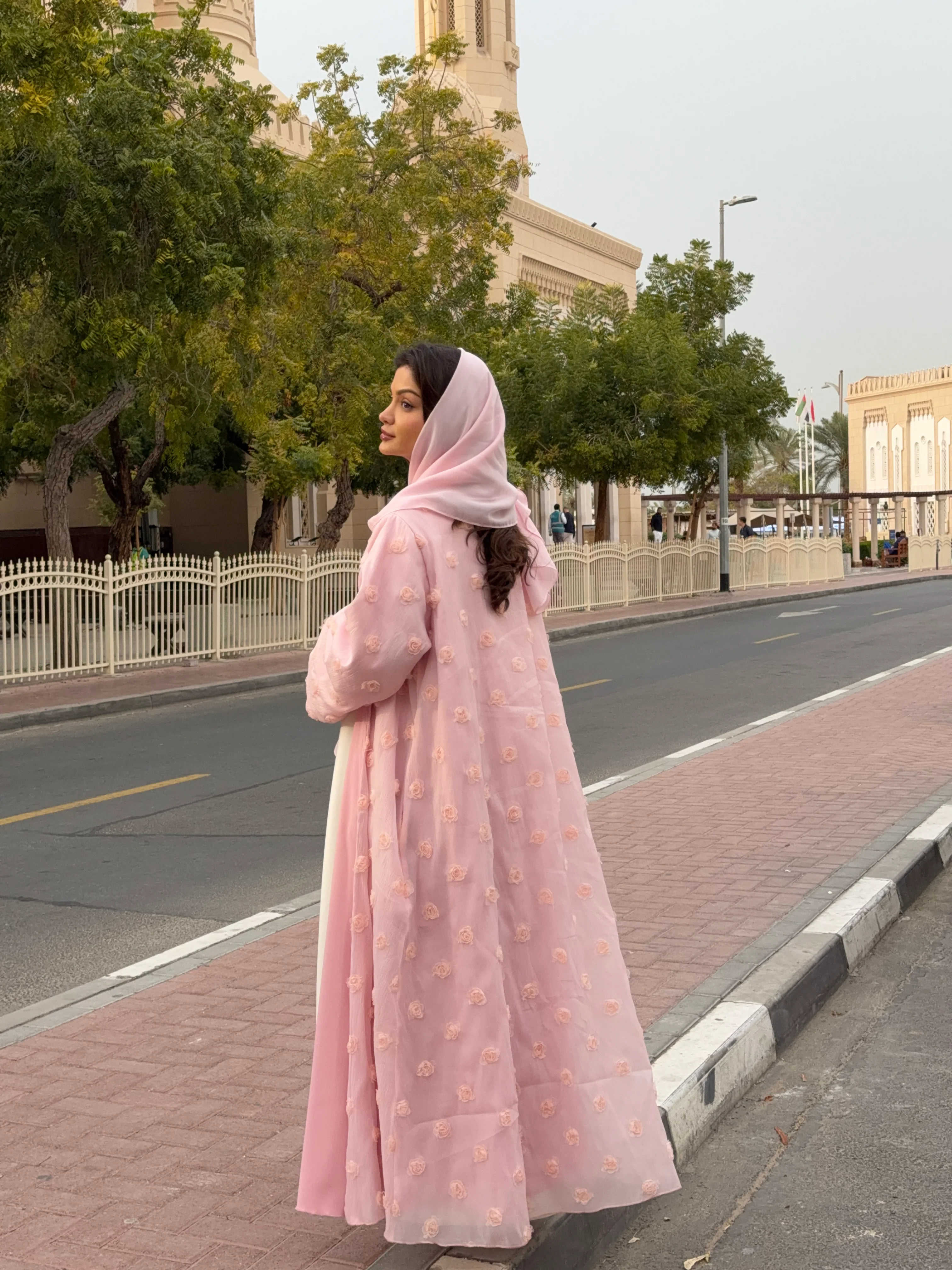 Blush Rosette Abaya - Image 6