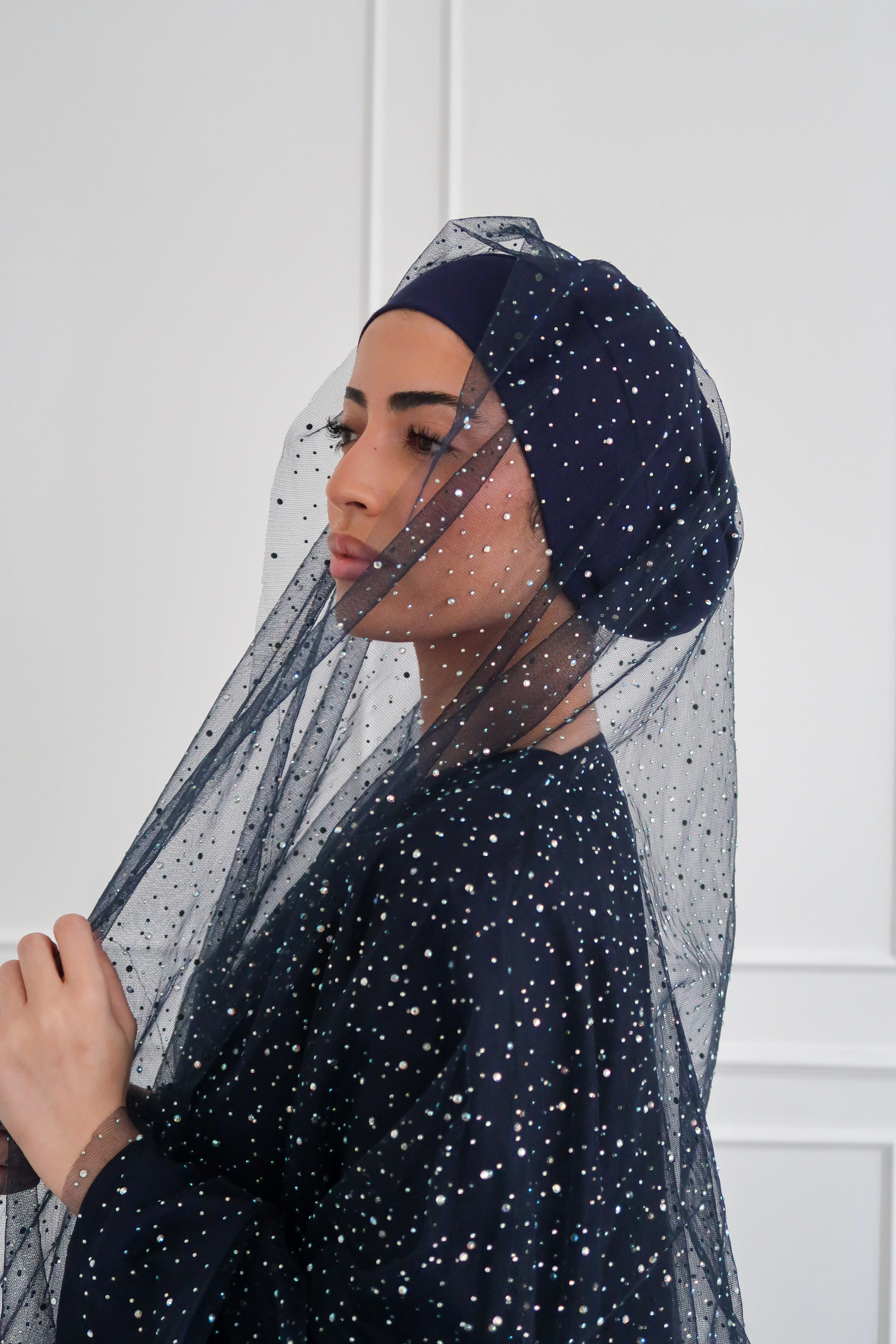 Celestial Star Abaya Set in Navy - Image 6