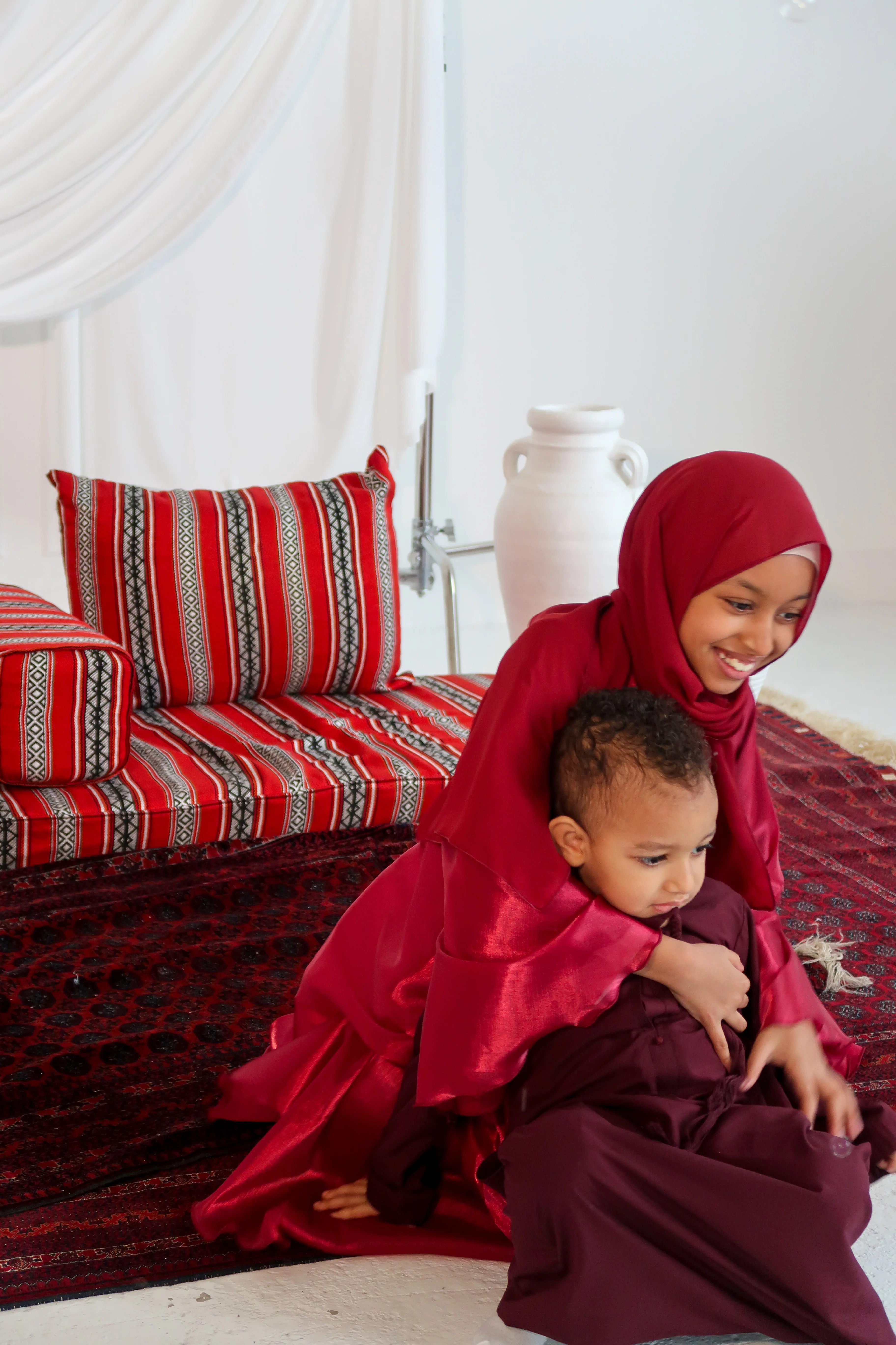 Children's Organza Abaya in Red - Image 3