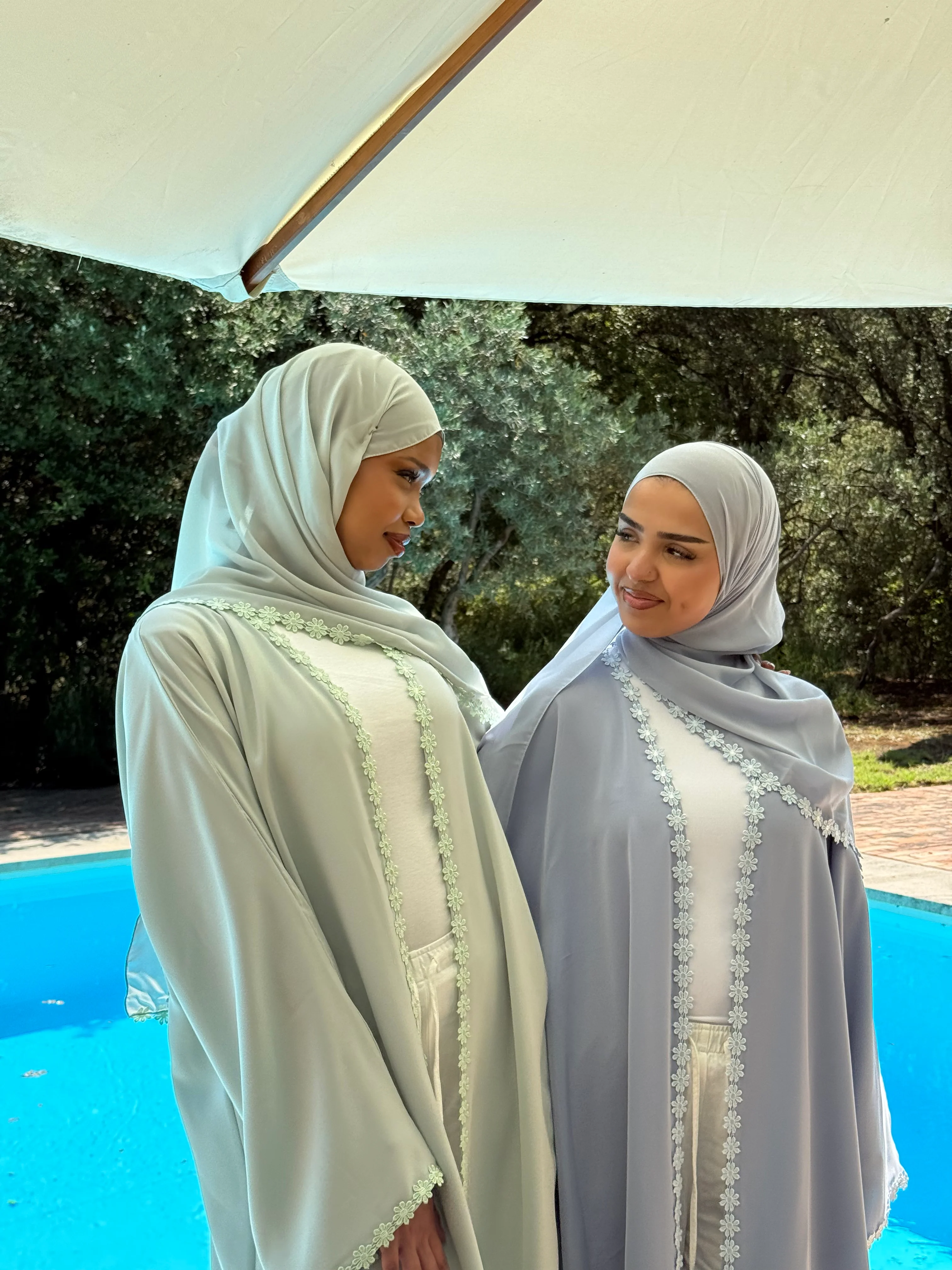 Lace Flower Abaya in Sage - Image 5