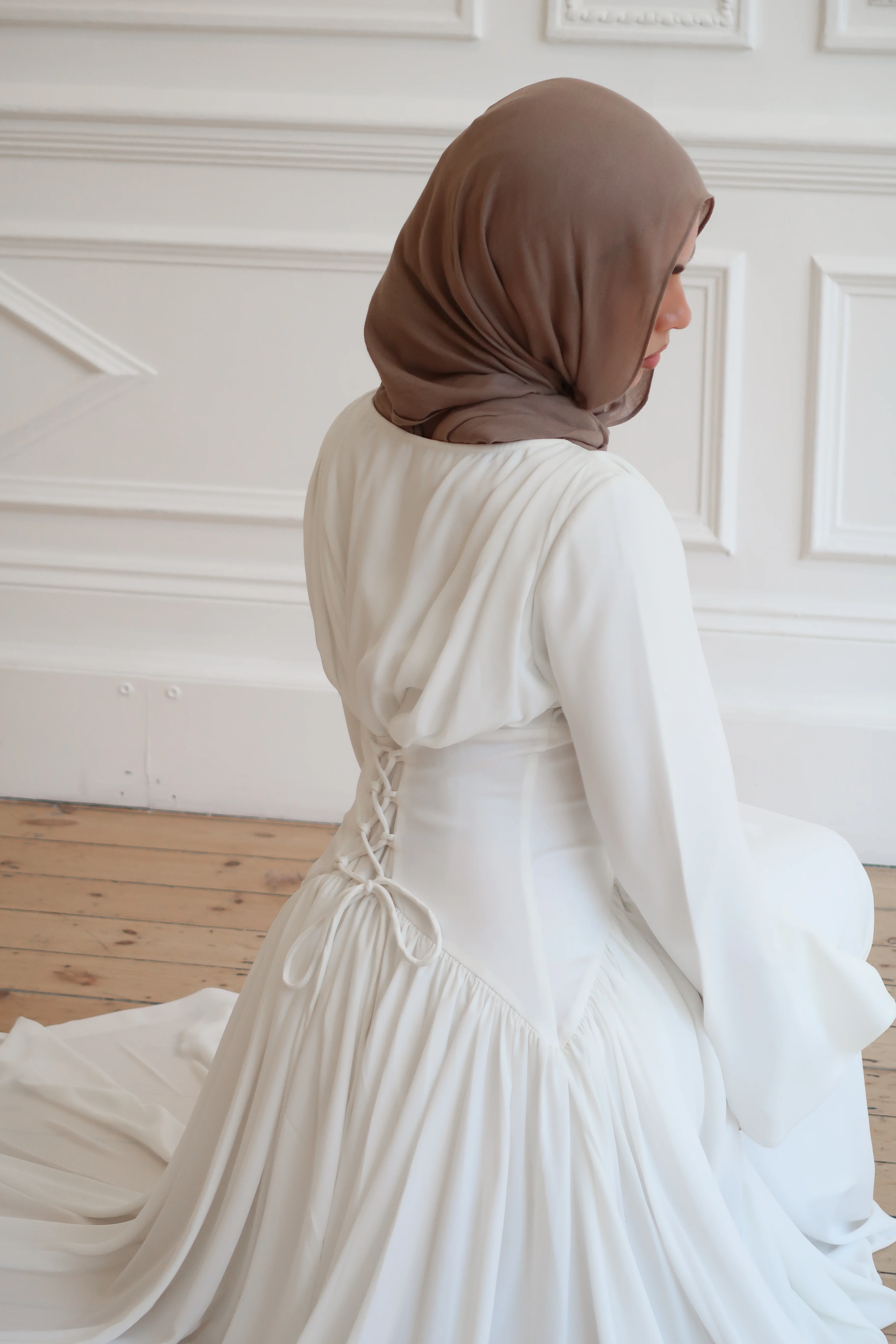 Luna - Ivory Pleated Chiffon Corset Maxi Dress - Image 4