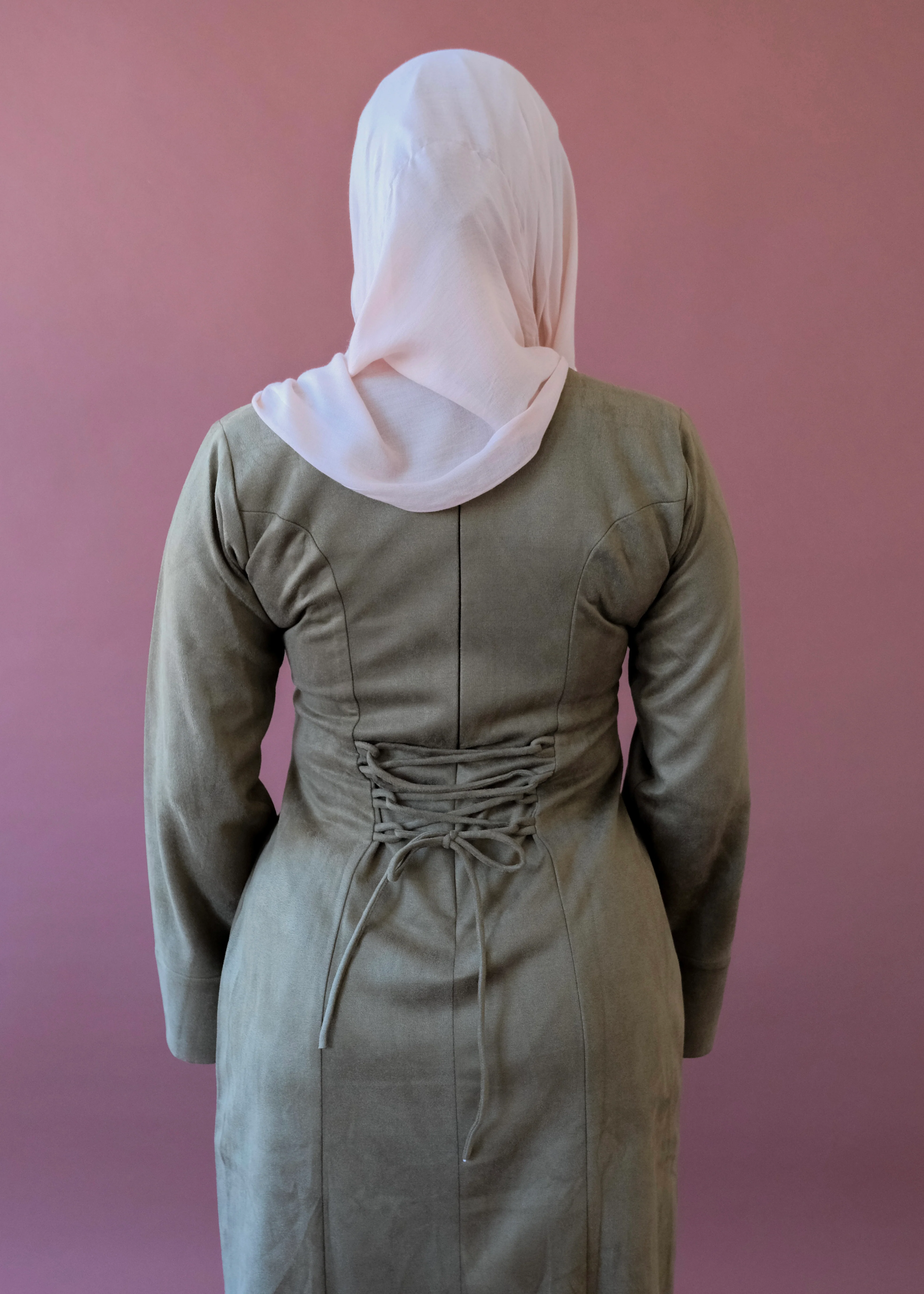 Olive Suede Dress - Image 3