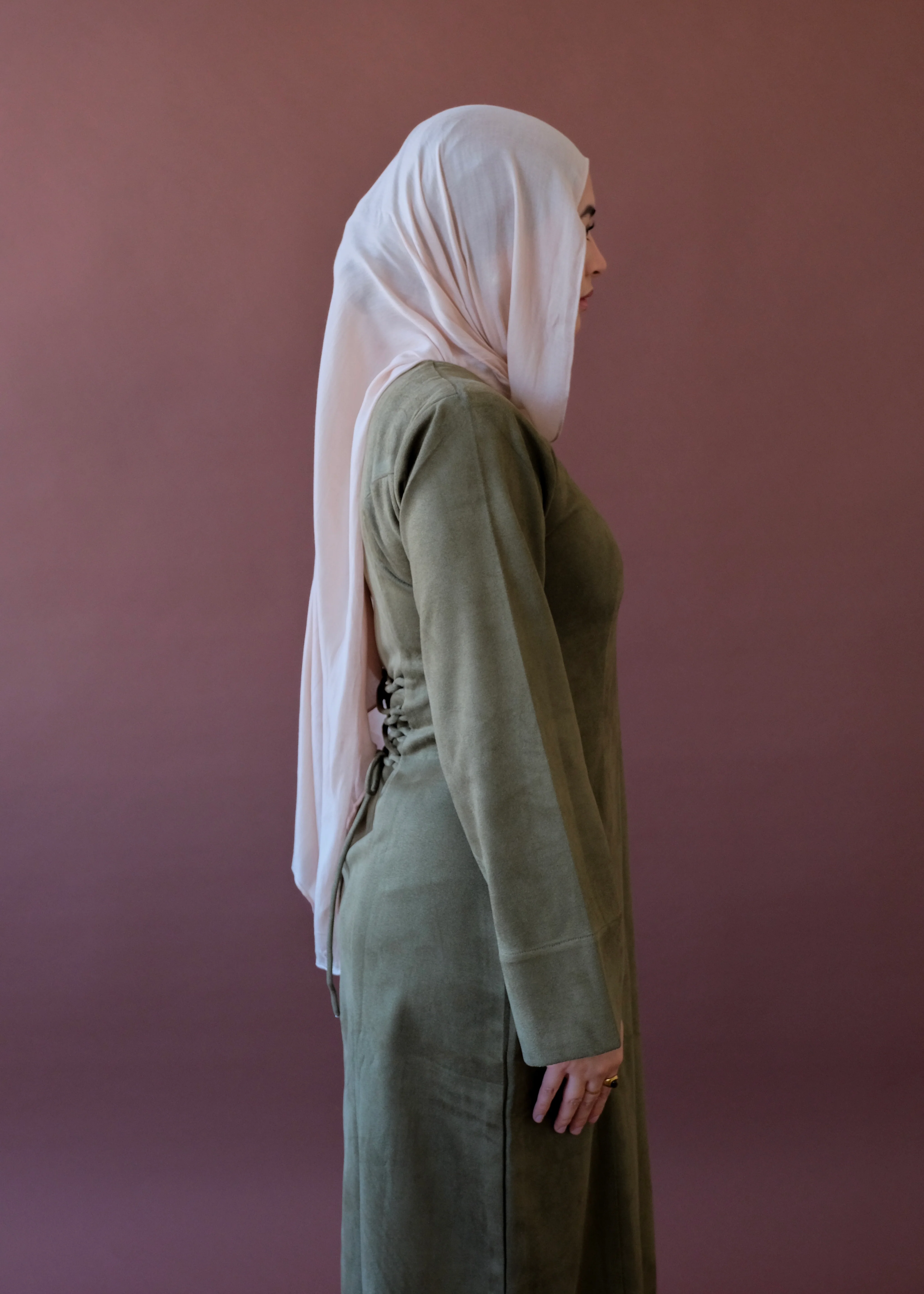 Olive Suede Dress - Image 4