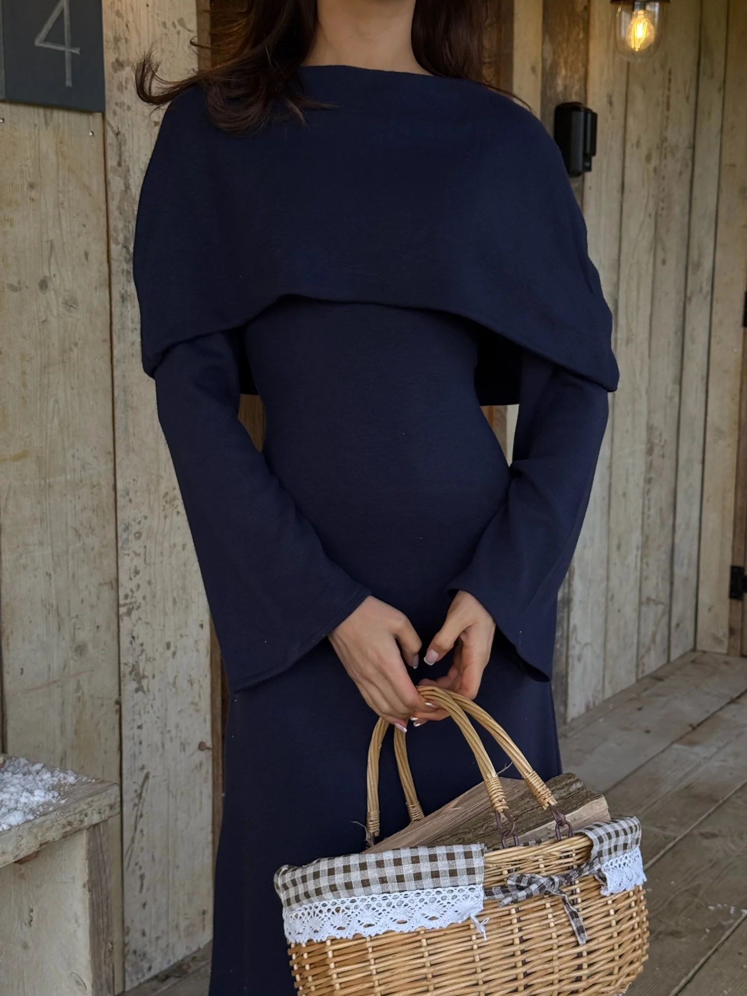 Two-Piece Cape Dress Navy - Image 3
